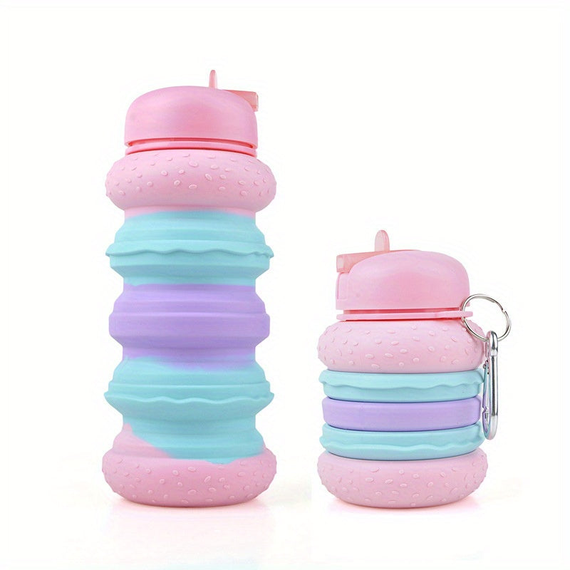 21.26oz Kawaii Hamburger Donut Foldable Water Bottles, Cut Cartoon Portable Leakproof Water Cup For Boy Girls Outdoor Camping, Hiking, Sports, Creative Gift For Kids Adults