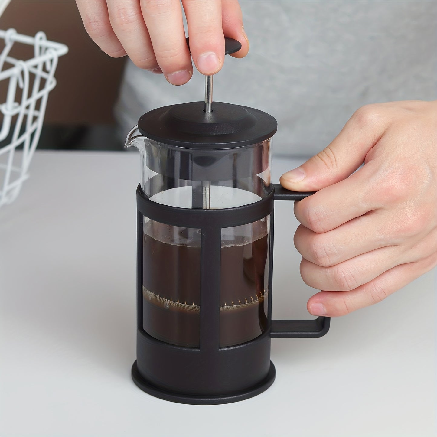 1pc French Press, Filtration Plunger Coffee Pot, Stainless Steel Brewing Kettle, Rust-free Tea Maker, Coffee Maker(350ml\u002F600ml)