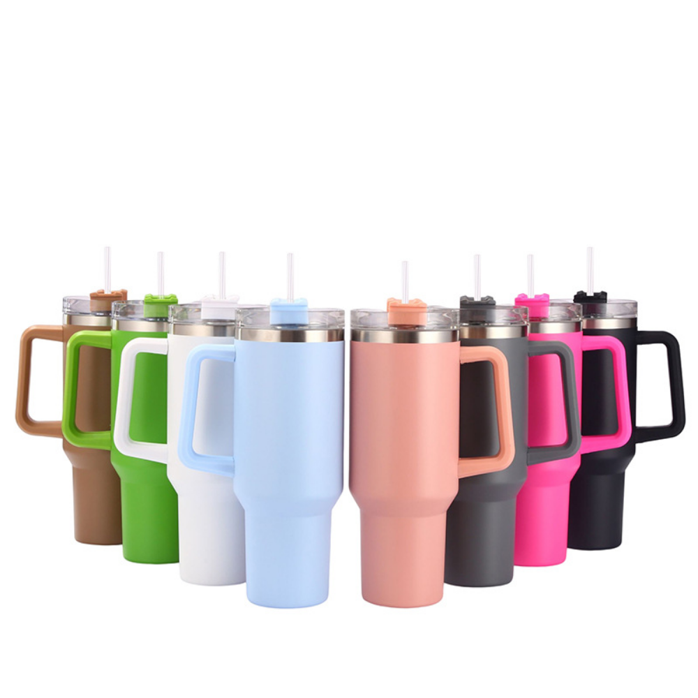 304 Stainless Steel Thermos Cup Cold Kettle Straw Ice Mug Portable Coffee Mug Car Mug 40oz Handle Cup