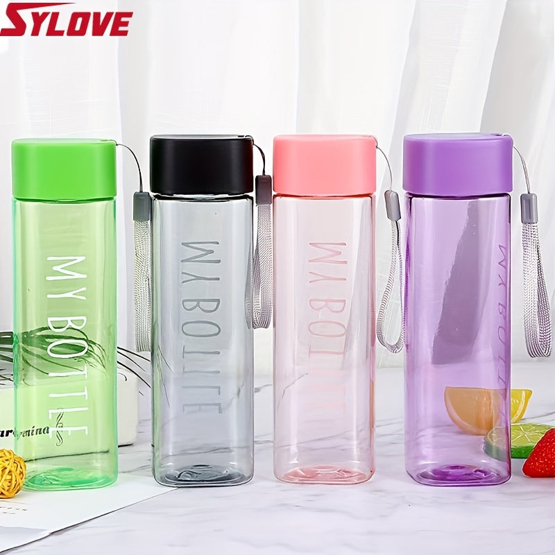 1PC 500ml\u002F17.6oz Sports Water Bottle, Plastic Portable Square Cup With Round Lid For Men Women Students Outdoor Sports, Creative Gift