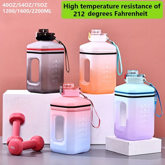 Half Gallon 2.2L 75OZ\u002F1.6L 54OZ\u002F1.2L 40OZ Large Water Bottles With Time Marker, Wide Mouth BPA & DEHP Free, Leakproof Water Jug For Fitness Gym Camping Outdoor Sports, Best Gift For Your Love, Water Bottle