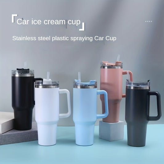1pc Vacuum Flask 40oz, Portable Large Capacity Thermal Water Bottles, Stainless Steel Leakproof Tumbler, Heat And Cold Retention, Insulated Cup With Lid And Straw For Men Women Outdoor Camping, Hiking, Driving, Thermocoolers