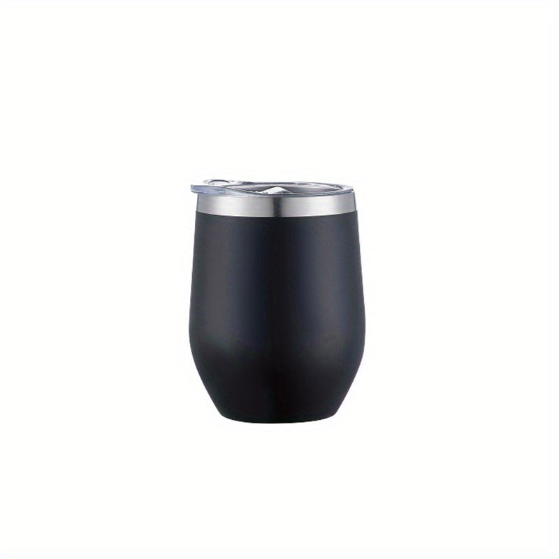 1pc Insulated Wine Tumbler With Lid, Double Wall Stainless Steel Stemless Insulated Wine Glass 12oz, Durable Insulated Coffee Mug, For Champaign, Cocktail, Beer, Office, Teacher Appreciation Gifts