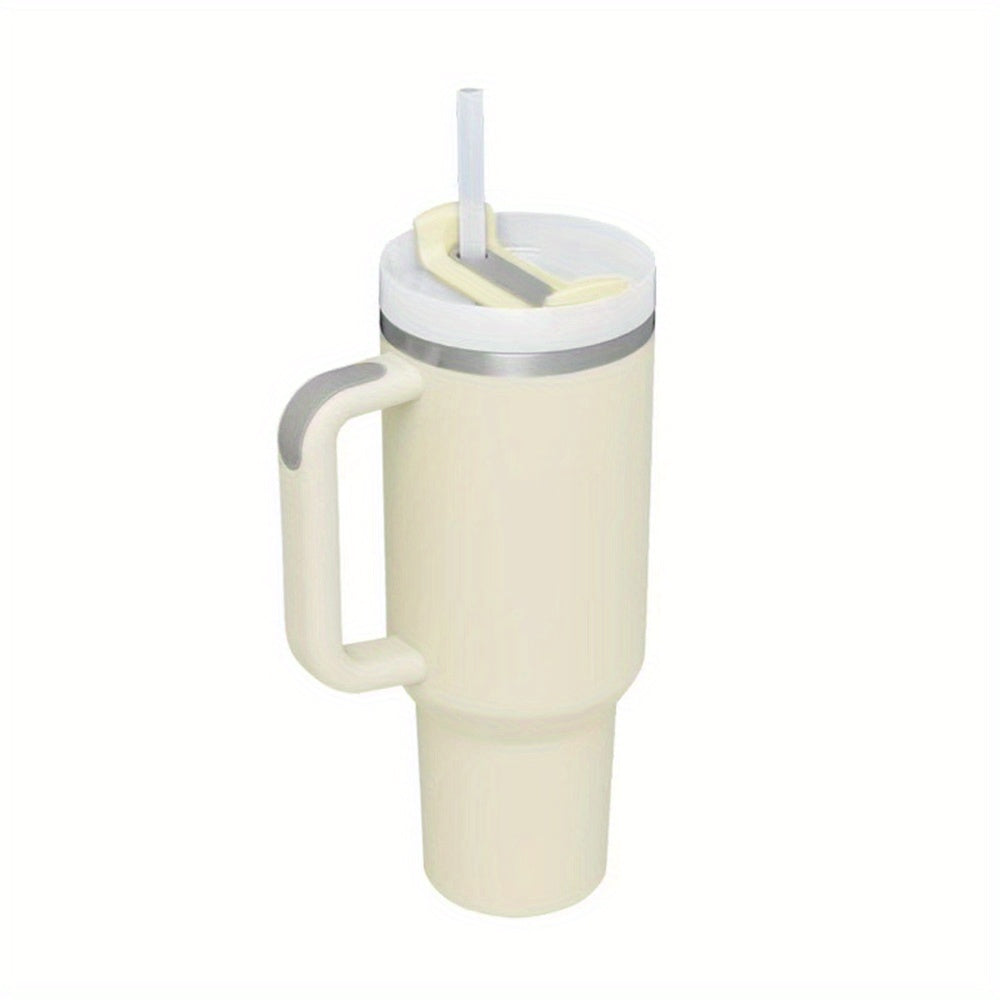 1pc 40oz Tumbler, Reusable Vacuum Quencher Tumbler With Straw, Leak Resistant Lid, Insulated Cup, Maintains Cold, Heat, And Ice For Hours