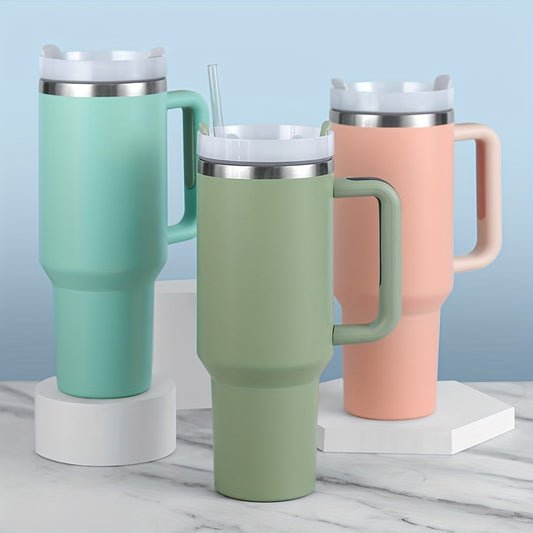 1pc, Stanly Cup, 40oz Stainless Steel Double Wall Tumbler With Lid And Handle, Heavy Duty Water Bottles, Water Cups, Summer Drinkware, Kitchen Stuff, Home Kitchen Items