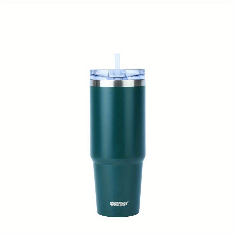 1pc Tumbler With Lid And Straw 30oz, Stainless Steel Insulated Tumbler Coffee Cup, Durable Double Wall Vacuum Travel Coffee Mug Thermal For Hot And Cold Drinks, Drinkware