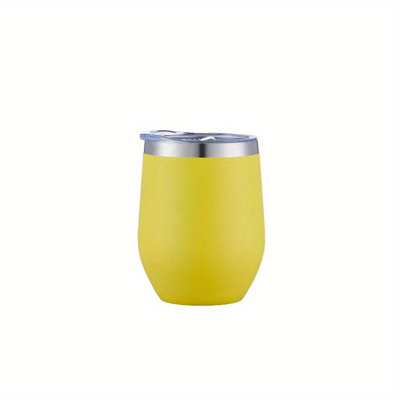 1pc Insulated Wine Tumbler With Lid, Double Wall Stainless Steel Stemless Insulated Wine Glass 12oz, Durable Insulated Coffee Mug, For Champaign, Cocktail, Beer, Office, Teacher Appreciation Gifts
