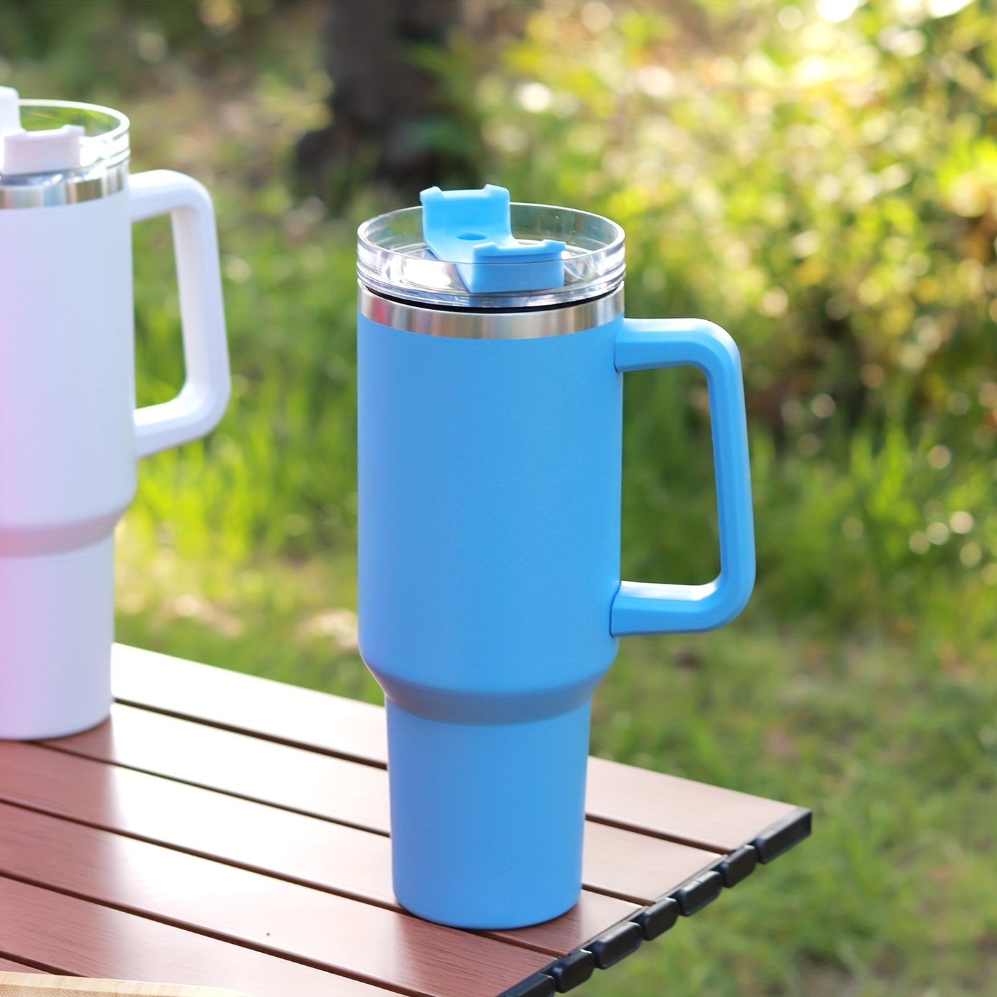 1pc, Tumbler With Lid And Straw, 40oz Stainless Steel Thermal Water Bottle With Handle, Stanly Cups, Portable Drinking Cups, For Car, Home, Office, Summer Drinkware, Travel Accessories, Home Kitchen Items, Birthday Gifts