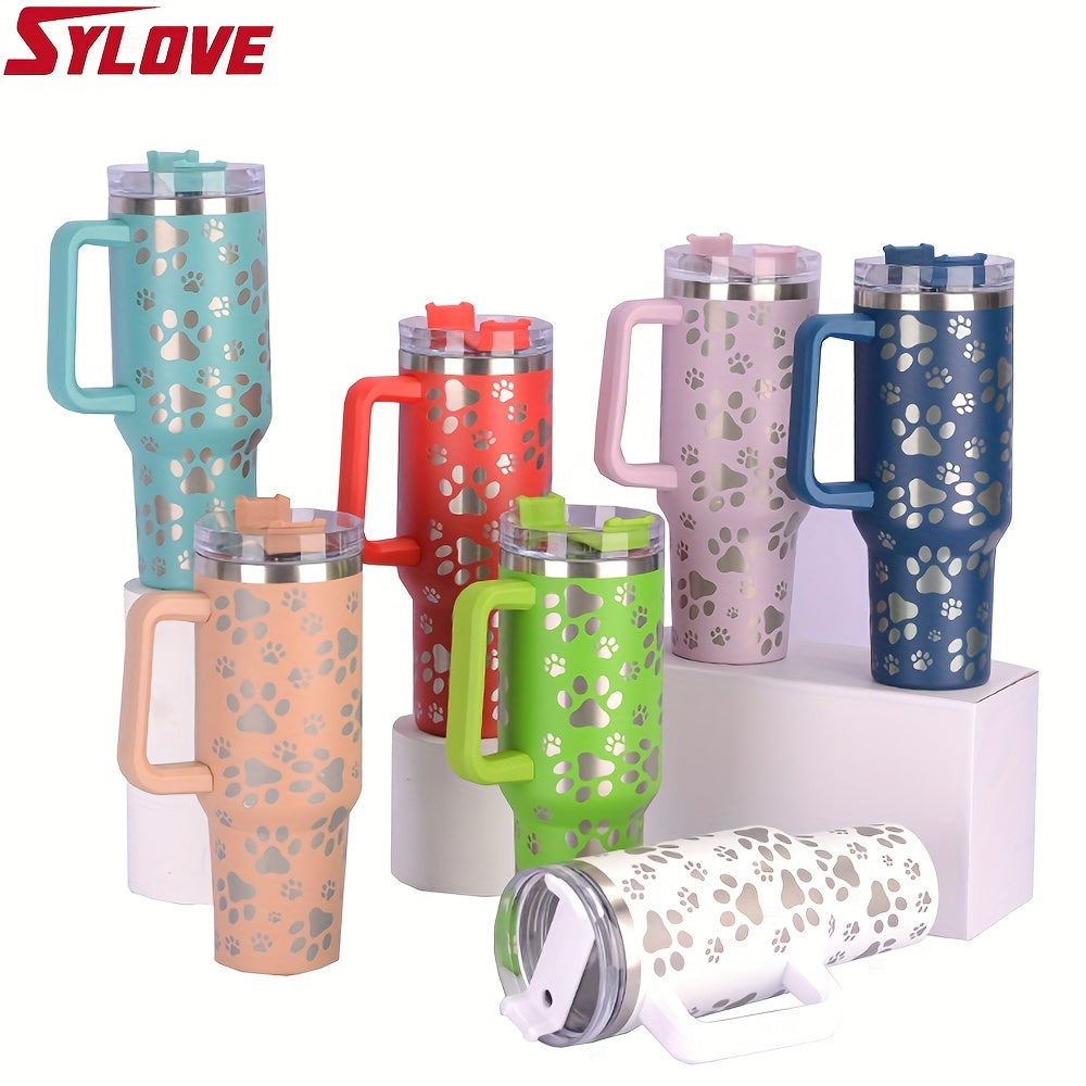 SYLOVE Laser Cat Claw Portable 40oz Water Bottles, Stainless Steel Leakproof Tumbler Insulation Water Cup With Lid And Straw For Men Women Outdoor Camping, Hiking, Driving, Christmas, Birthday, Father Mather's Day Gift