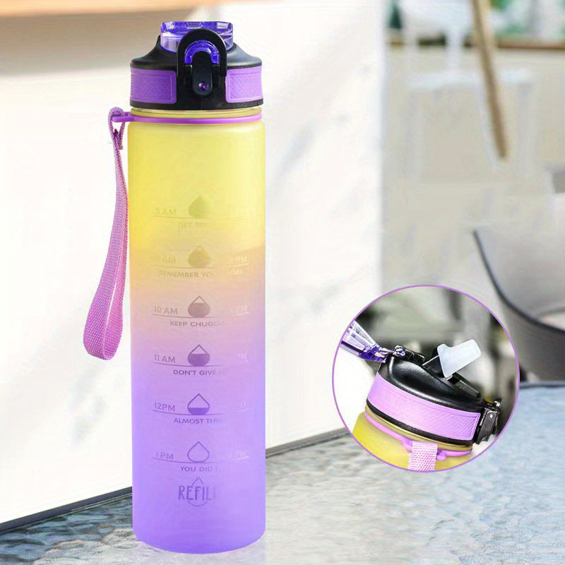 32oz Motivational Water Bottles With Times Marker And Straw, Leakproof Bottle For Fitness Gym Outdoor Sports