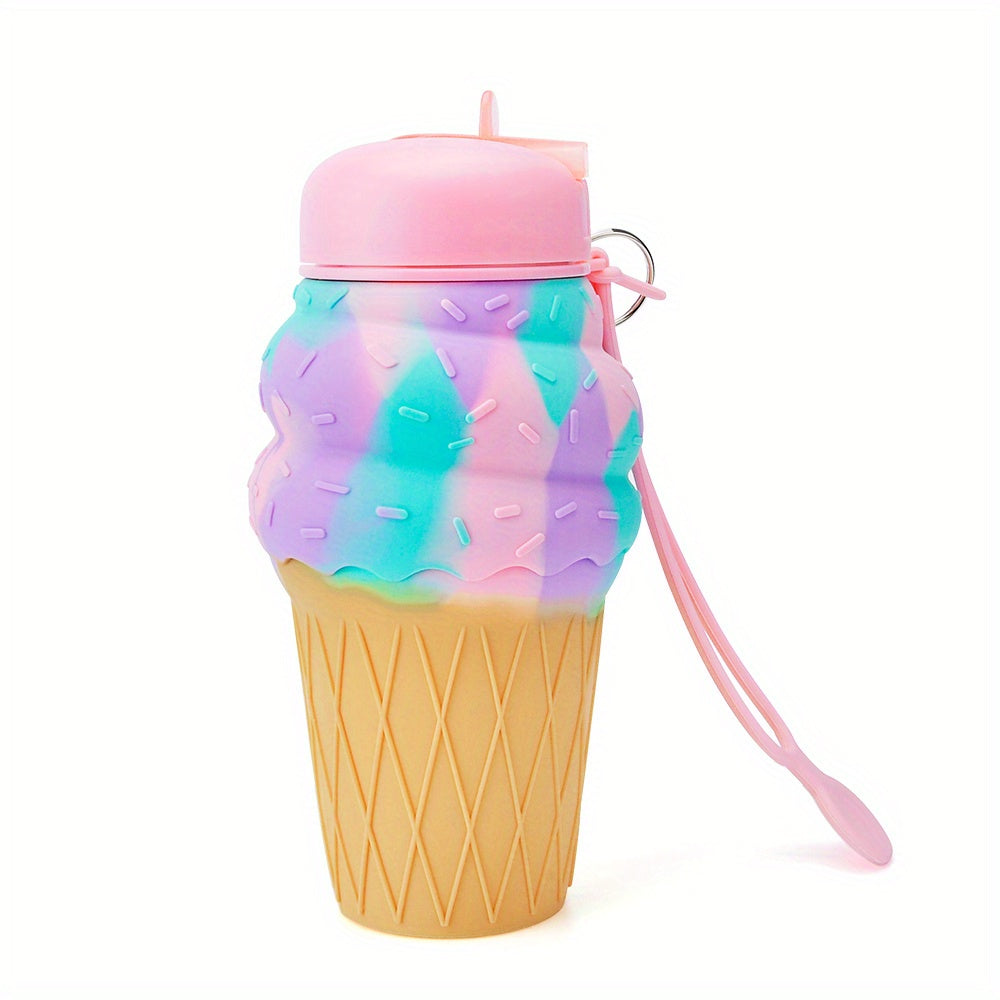 21.26oz Kawaii Hamburger Donut Foldable Water Bottles, Cut Cartoon Portable Leakproof Water Cup For Boy Girls Outdoor Camping, Hiking, Sports, Creative Gift For Kids Adults