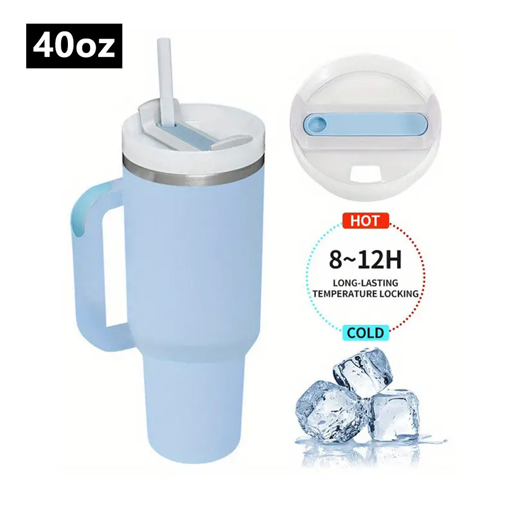 40oz Car Cup Insulation And Cold Insulation Cup 304 Stainless Steel Handle Cup Double-layer Ice Cup Straw Cup Insulation Coffee Pot