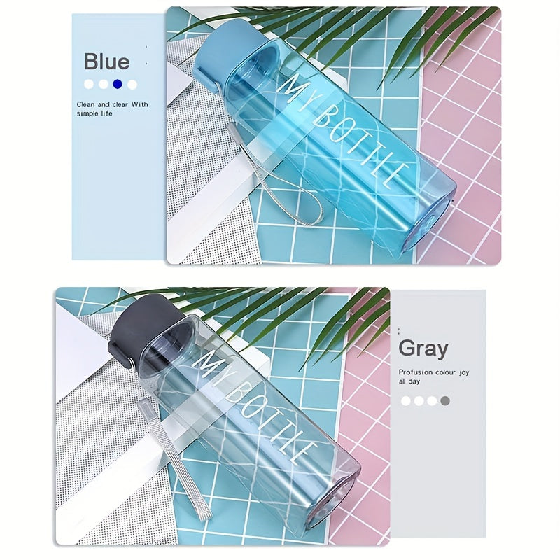 1PC 500ml\u002F17.6oz Sports Water Bottle, Plastic Portable Square Cup With Round Lid For Men Women Students Outdoor Sports, Creative Gift