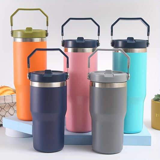 1pc, Water Tumbler, Water Thermos, Metal Vacuum Cup, Stainless Steel Water Tumbler Cup, Large Capacity Water Tumbler With Straw, Creative Portable Water Bottle For Outdoor Camping, 30oz