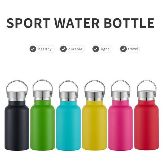 1pc Stainless Steel Sport Water Bottles, 12oz Vacuum Insulated Double Wall Travel Water Bottle With Leak Proof Lid, Metal Reusable Standard Mouth Flask For School, Hikers, Gift