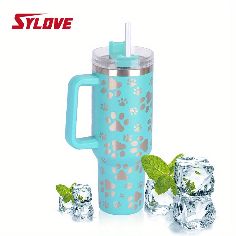 SYLOVE Laser Cat Claw Portable 40oz Water Bottles, Stainless Steel Leakproof Tumbler Insulation Water Cup With Lid And Straw For Men Women Outdoor Camping, Hiking, Driving, Christmas, Birthday, Father Mather's Day Gift