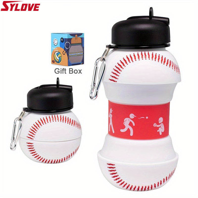 Collapsible BPA-Free Silicone Football Basketball Tennis Golf Shaped Water Bottle For Kids Boys Girls, 18.6oz\u002F560ml Sports Water Cup, Creative Children's Day Christmas Day Gift