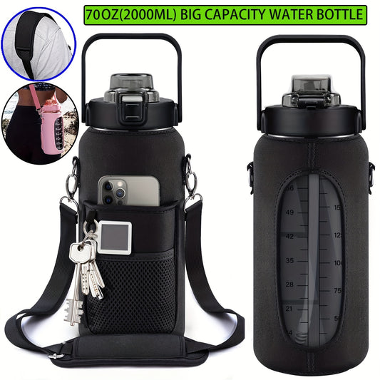 1pc LeakProof BPA-Free Water Bottle With Straw And Chug Lid, Reusable Insulated With Storage Sleeve And Handle Water Jug For Daily Hydration, Sports, Gym