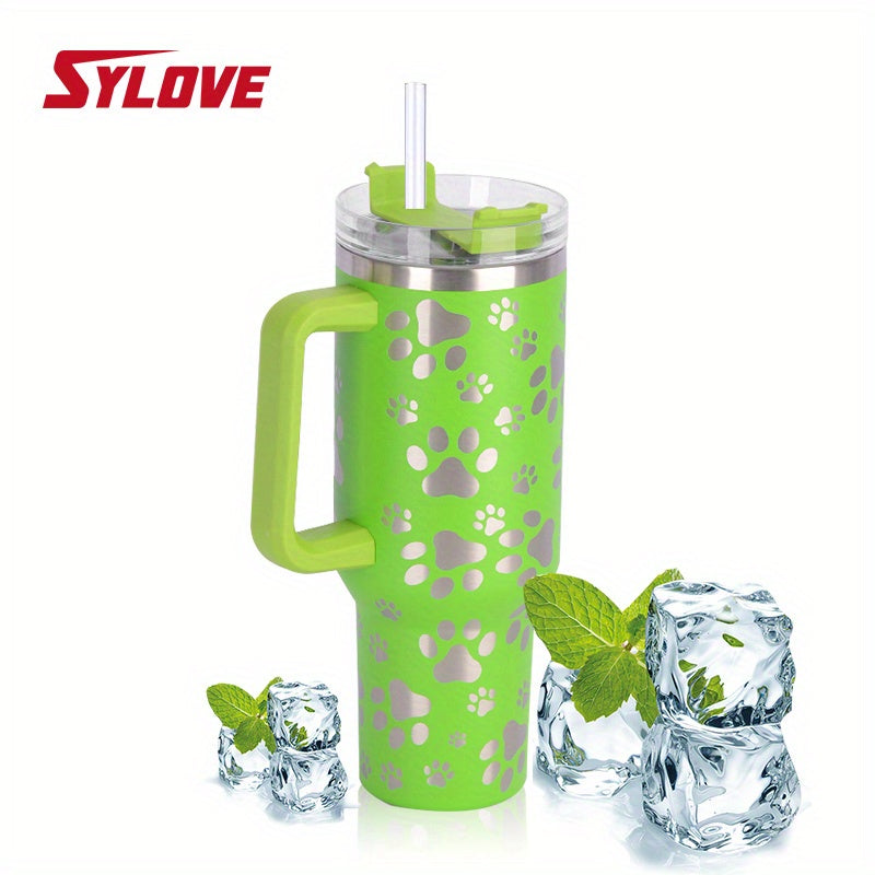 SYLOVE Laser Cat Claw Portable 40oz Water Bottles, Stainless Steel Leakproof Tumbler Insulation Water Cup With Lid And Straw For Men Women Outdoor Camping, Hiking, Driving, Christmas, Birthday, Father Mather's Day Gift