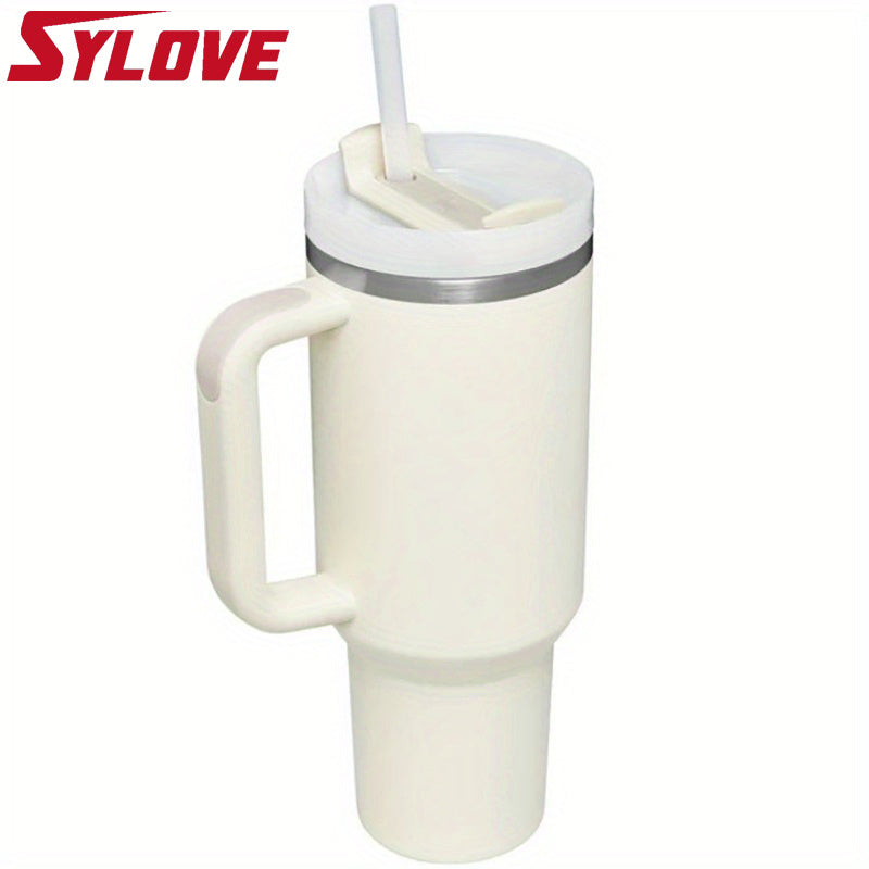 40oz Portable Car Tumbler With Handle And Straw, 304 Stainless Steel Insulated Cup, Leakproof Sports Water Bottle, Gift For Men And Women