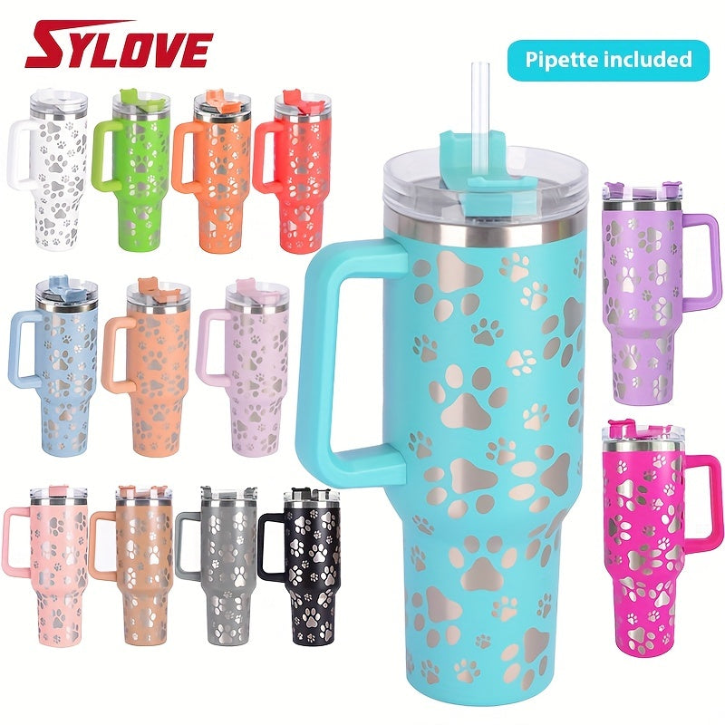 SYLOVE Laser Cat Claw Portable 40oz Water Bottles, Stainless Steel Leakproof Tumbler Insulation Water Cup With Lid And Straw For Men Women Outdoor Camping, Hiking, Driving, Christmas, Birthday, Father Mather's Day Gift