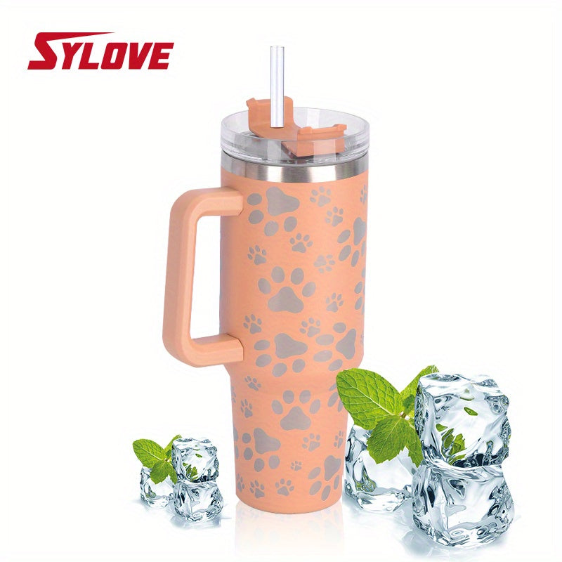 SYLOVE Laser Cat Claw Portable 40oz Water Bottles, Stainless Steel Leakproof Tumbler Insulation Water Cup With Lid And Straw For Men Women Outdoor Camping, Hiking, Driving, Christmas, Birthday, Father Mather's Day Gift