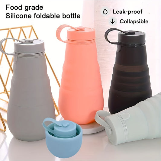 Collapsible Water Bottle , 17.6oz \u002F 500ml Leakproof Reusable Silicone Travel Cup For Hot And Cold Drinks, Microwave And Dishwasher Safe