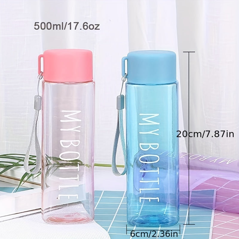 1PC 500ml\u002F17.6oz Sports Water Bottle, Plastic Portable Square Cup With Round Lid For Men Women Students Outdoor Sports, Creative Gift