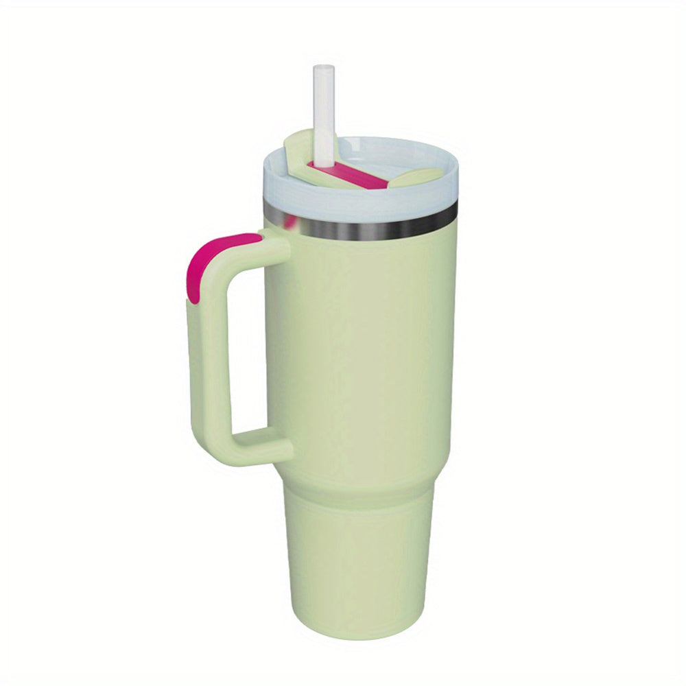 1pc 40oz Tumbler, Reusable Vacuum Quencher Tumbler With Straw, Leak Resistant Lid, Insulated Cup, Maintains Cold, Heat, And Ice For Hours