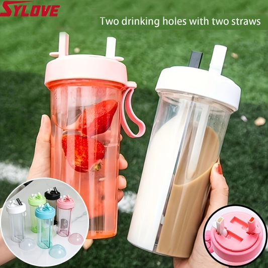 1pc 600ML\u002F21.2oz 420ml\u002F14.8oz Kawaii Double Drinking Water Bottles Portable Large Capacity Water Cup For Kids Adults Outdoor Camping Hiking Sports
