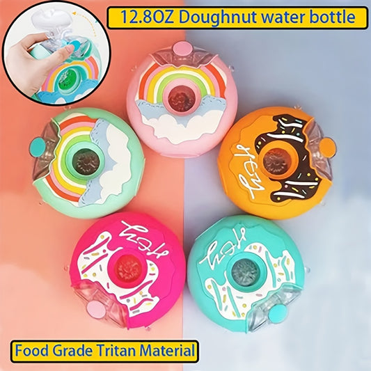 1pc 12.8OZ\u002F380ML Kawaii Donuts Water Cup, Portable Cartoon Straw Water Bottles For Children Boys Girls, Best Children Day Gift, Best Christmas Day Gift