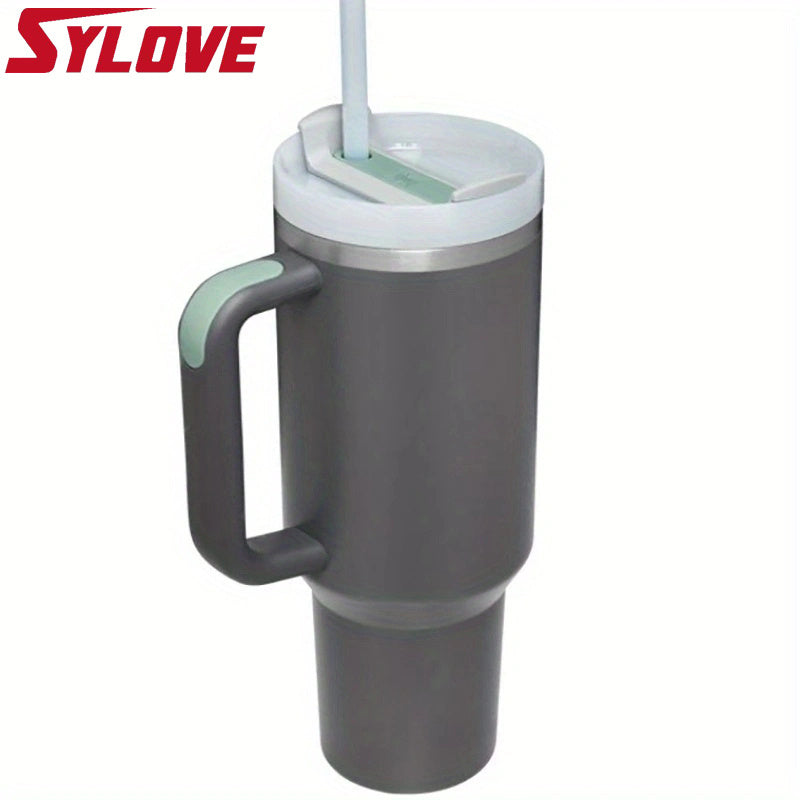 40oz Portable Car Tumbler With Handle And Straw, 304 Stainless Steel Insulated Cup, Leakproof Sports Water Bottle, Gift For Men And Women