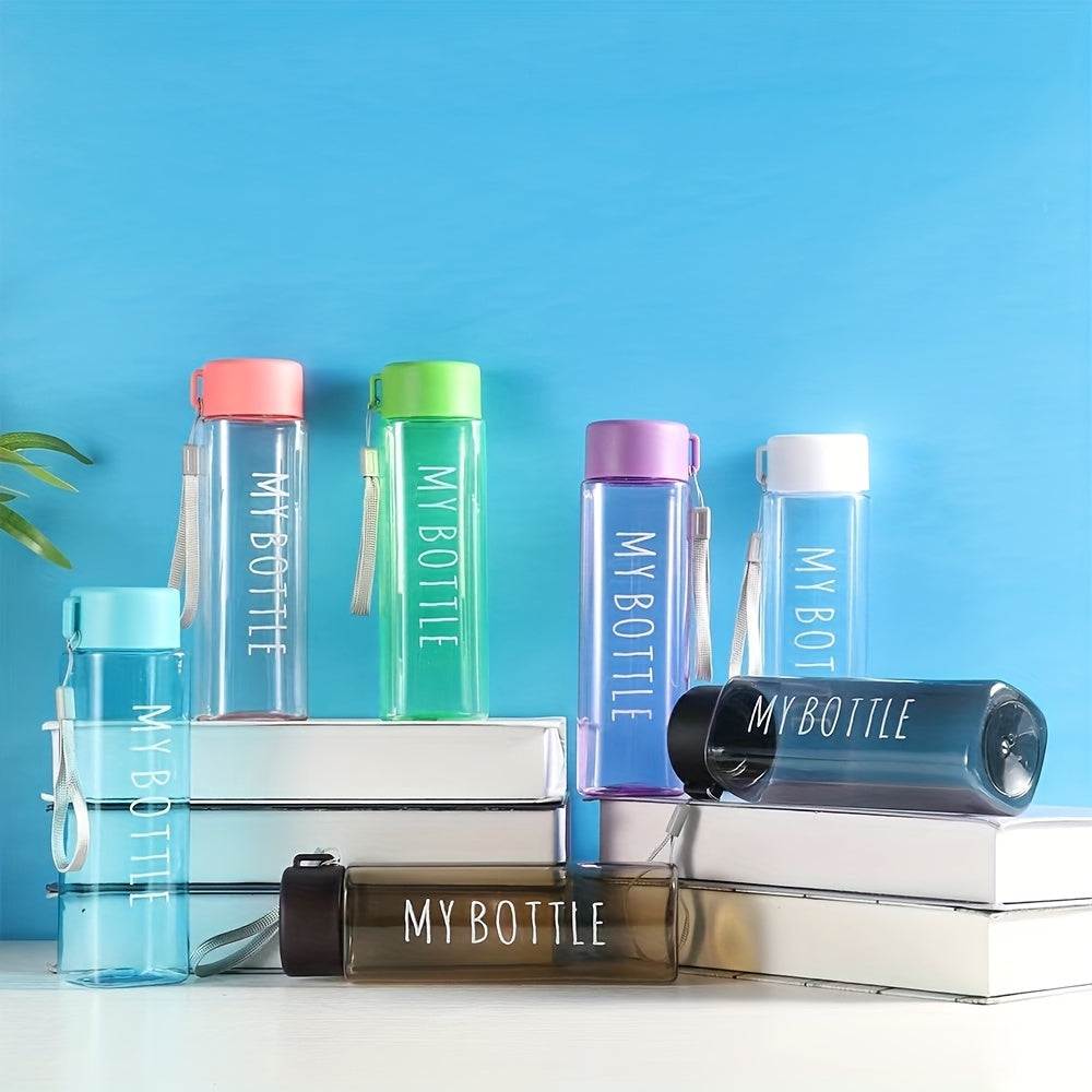 1PC 500ml\u002F17.6oz Sports Water Bottle, Plastic Portable Square Cup With Round Lid For Men Women Students Outdoor Sports, Creative Gift