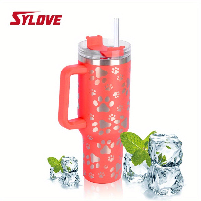 SYLOVE Laser Cat Claw Portable 40oz Water Bottles, Stainless Steel Leakproof Tumbler Insulation Water Cup With Lid And Straw For Men Women Outdoor Camping, Hiking, Driving, Christmas, Birthday, Father Mather's Day Gift