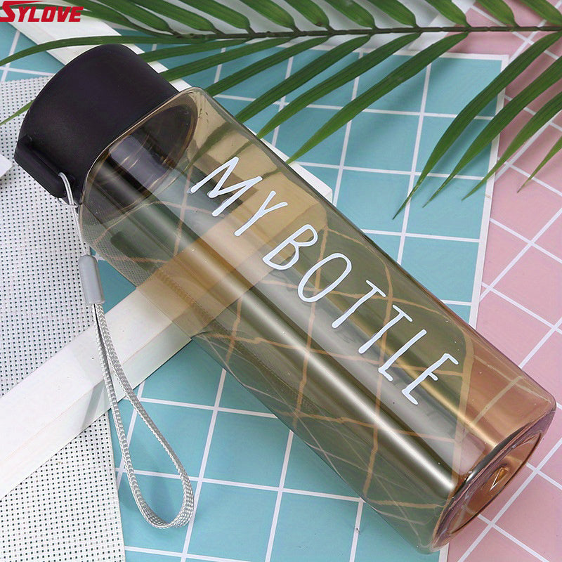 1PC 500ml\u002F17.6oz Sports Water Bottle, Plastic Portable Square Cup With Round Lid For Men Women Students Outdoor Sports, Creative Gift