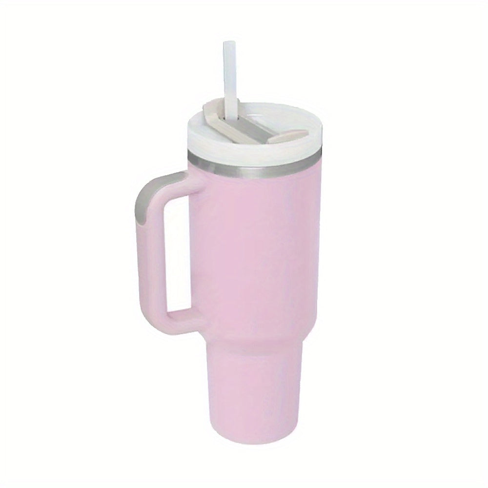 1pc 40oz Tumbler, Reusable Vacuum Quencher Tumbler With Straw, Leak Resistant Lid, Insulated Cup, Maintains Cold, Heat, And Ice For Hours