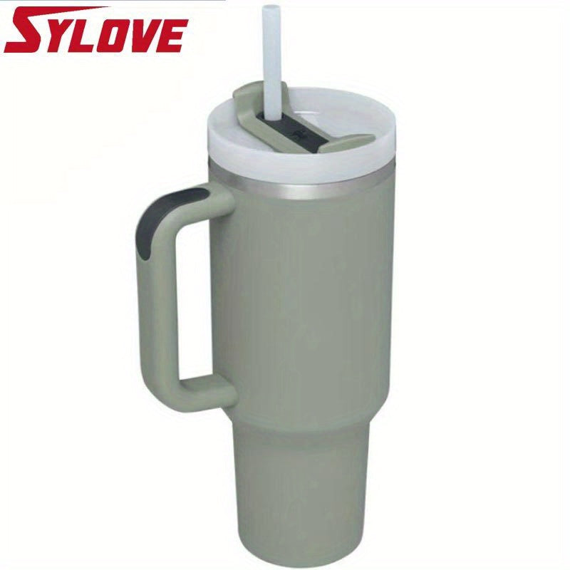 40oz Portable Car Tumbler With Handle And Straw, 304 Stainless Steel Insulated Cup, Leakproof Sports Water Bottle, Gift For Men And Women