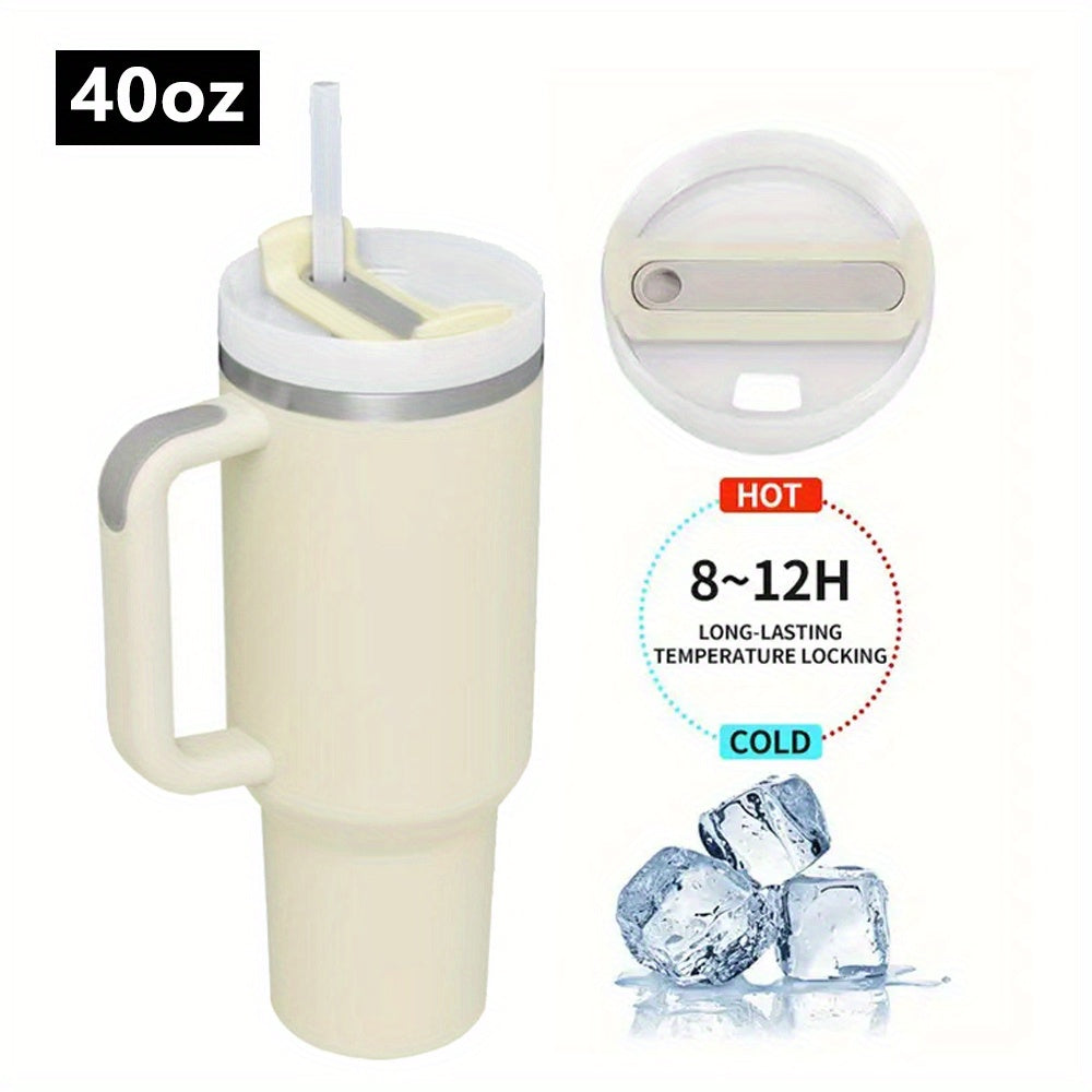 40oz Car Cup Insulation And Cold Insulation Cup 304 Stainless Steel Handle Cup Double-layer Ice Cup Straw Cup Insulation Coffee Pot