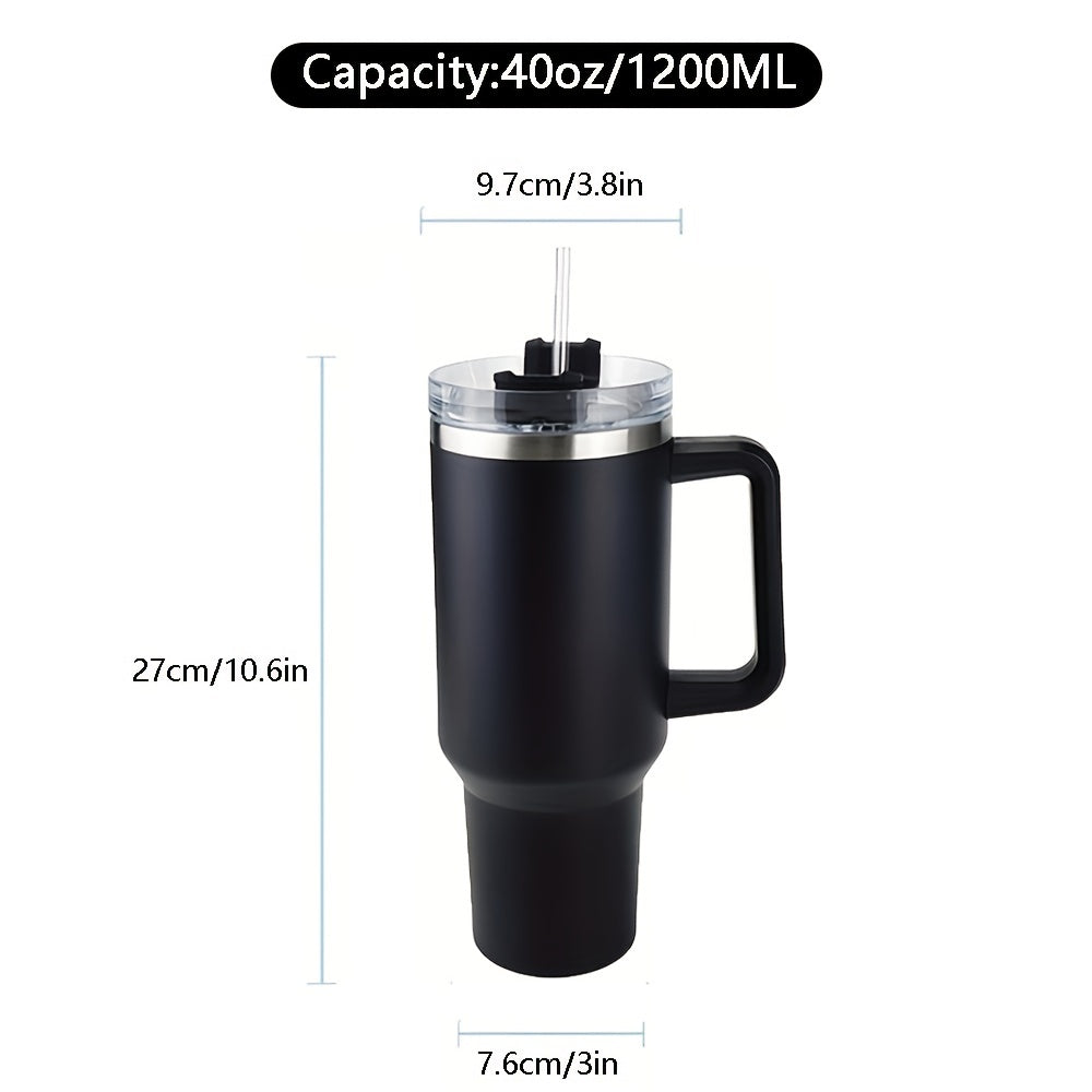 304 Stainless Steel Thermos Cup Cold Kettle Straw Ice Mug Portable Coffee Mug Car Mug 40oz Handle Cup