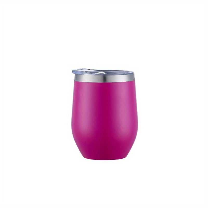 1pc Insulated Wine Tumbler With Lid, Double Wall Stainless Steel Stemless Insulated Wine Glass 12oz, Durable Insulated Coffee Mug, For Champaign, Cocktail, Beer, Office, Teacher Appreciation Gifts