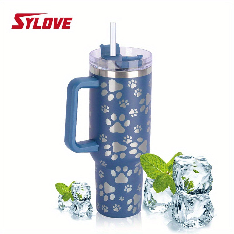 SYLOVE Laser Cat Claw Portable 40oz Water Bottles, Stainless Steel Leakproof Tumbler Insulation Water Cup With Lid And Straw For Men Women Outdoor Camping, Hiking, Driving, Christmas, Birthday, Father Mather's Day Gift