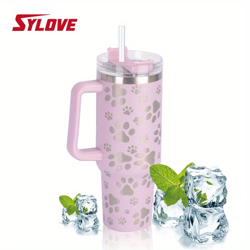 SYLOVE Laser Cat Claw Portable 40oz Water Bottles, Stainless Steel Leakproof Tumbler Insulation Water Cup With Lid And Straw For Men Women Outdoor Camping, Hiking, Driving, Christmas, Birthday, Father Mather's Day Gift