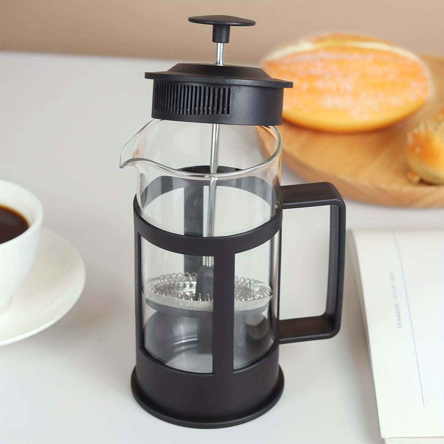 1pc French Press, Filtration Plunger Coffee Pot, Stainless Steel Brewing Kettle, Rust-free Tea Maker, Coffee Maker(350ml\u002F600ml)