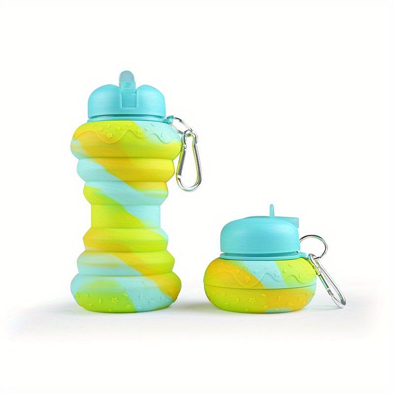 21.26oz Kawaii Hamburger Donut Foldable Water Bottles, Cut Cartoon Portable Leakproof Water Cup For Boy Girls Outdoor Camping, Hiking, Sports, Creative Gift For Kids Adults