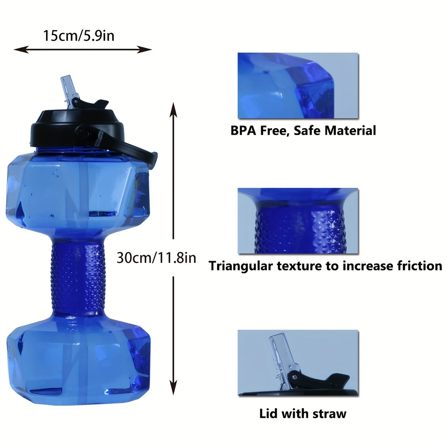 1pc Creative Dumbbell Shaped Water Bottle, Portable Fitness Water Bottles, Dual-Use Water Jug For Fitness Camping Cycling Gym Workout, Plastic Leakproof Water Bottle For Kid, Women And Men