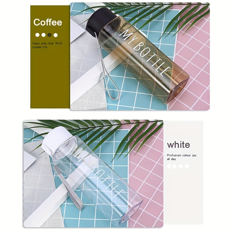 1PC 500ml\u002F17.6oz Sports Water Bottle, Plastic Portable Square Cup With Round Lid For Men Women Students Outdoor Sports, Creative Gift