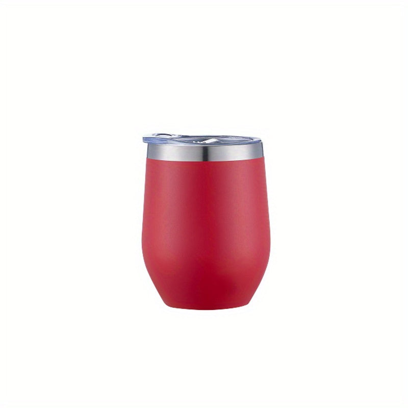 1pc Insulated Wine Tumbler With Lid, Double Wall Stainless Steel Stemless Insulated Wine Glass 12oz, Durable Insulated Coffee Mug, For Champaign, Cocktail, Beer, Office, Teacher Appreciation Gifts