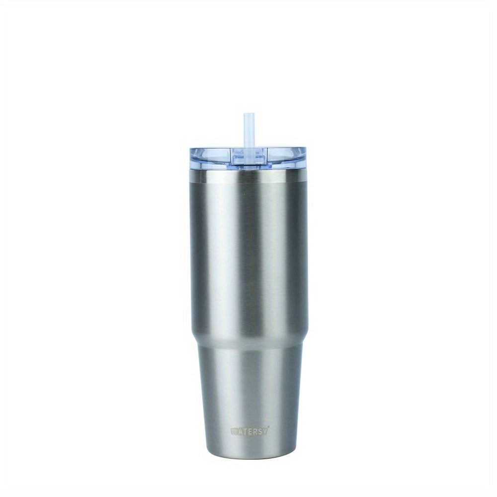 1pc Tumbler With Lid And Straw 30oz, Stainless Steel Insulated Tumbler Coffee Cup, Durable Double Wall Vacuum Travel Coffee Mug Thermal For Hot And Cold Drinks, Drinkware