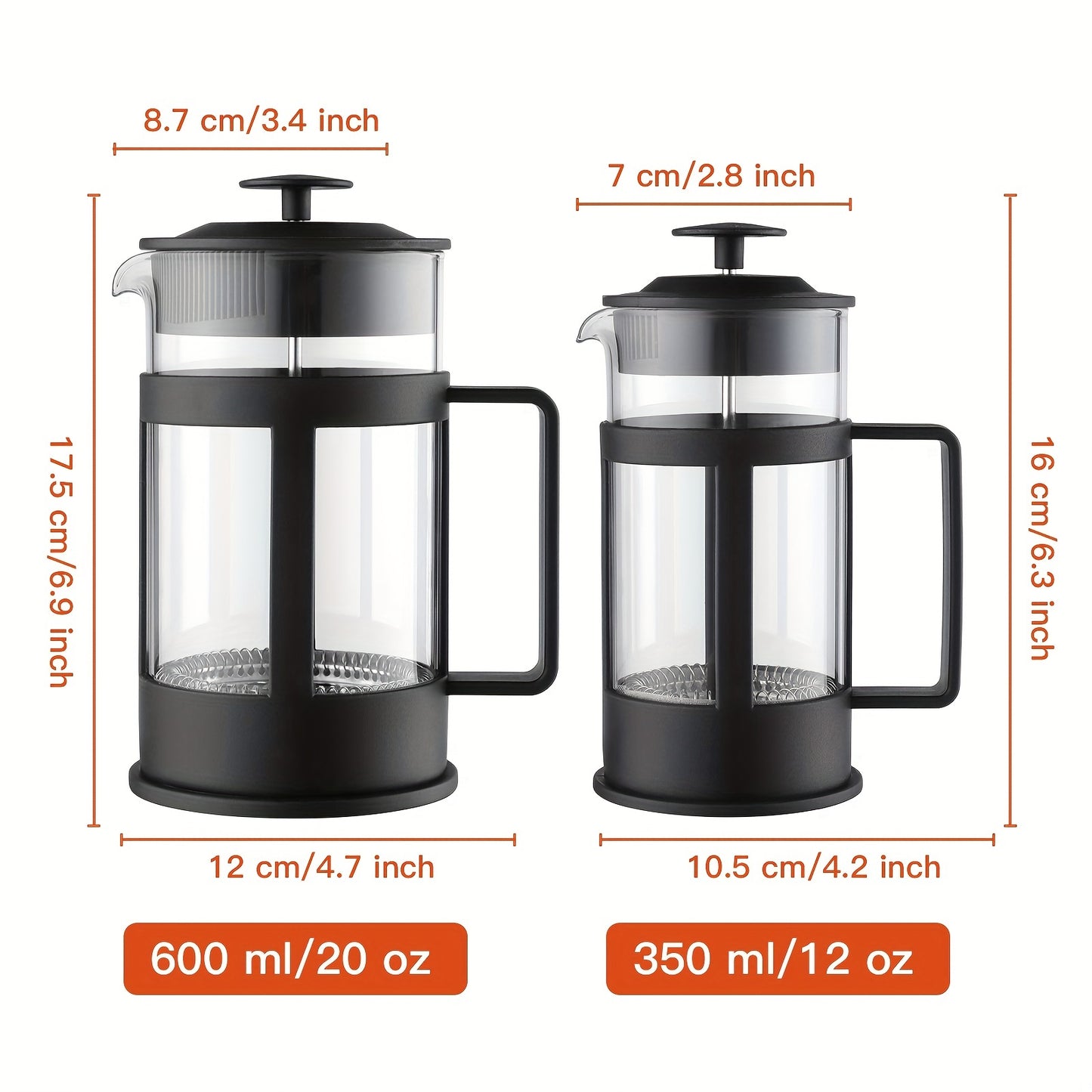 1pc French Press, Filtration Plunger Coffee Pot, Stainless Steel Brewing Kettle, Rust-free Tea Maker, Coffee Maker(350ml\u002F600ml)