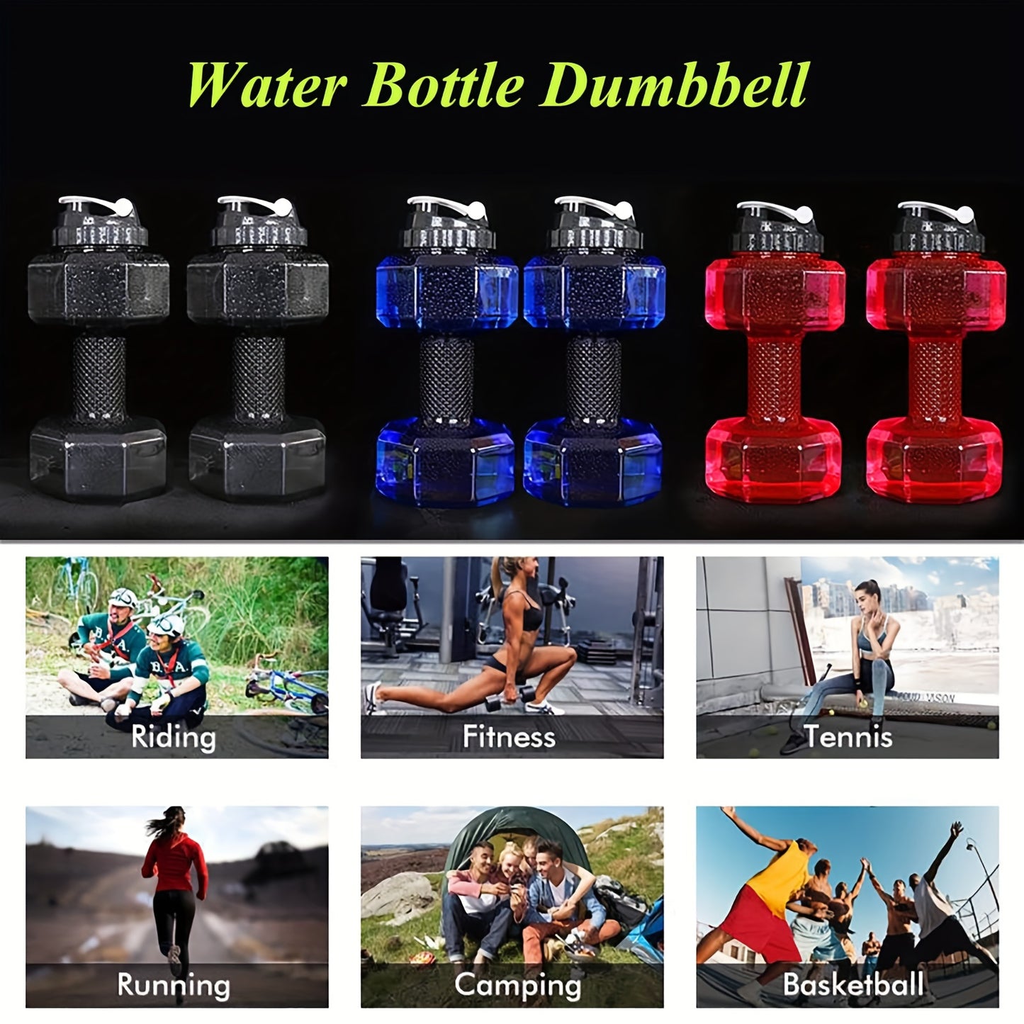 1pc Creative Dumbbell Shaped Water Bottle, Portable Fitness Water Bottles, Dual-Use Water Jug For Fitness Camping Cycling Gym Workout, Plastic Leakproof Water Bottle For Kid, Women And Men